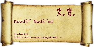 Kozó Noémi névjegykártya